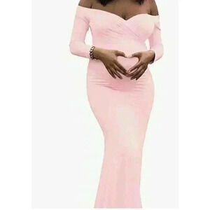 Maternity Dress Size S Off Shoulder Slim Fit Maxi Dress Photoshoot.